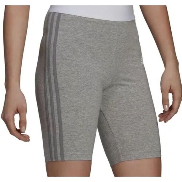 Adidas NWT WOMENS must haves 3 striped Biker shorts tights gray - Picture 6 of 7